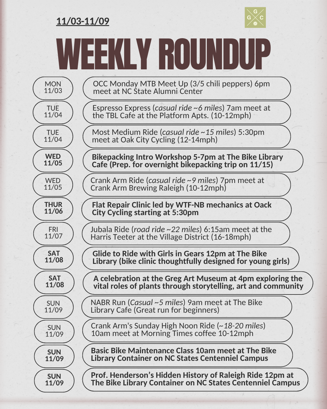 Weekly Roundup: November 3 – 9